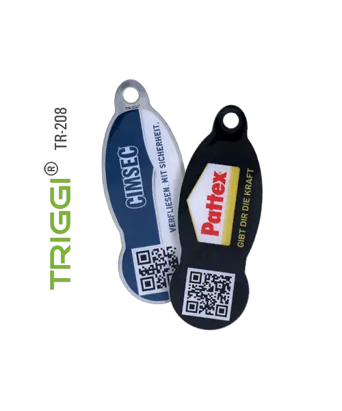 TRIGGI® Einkaufswagenlöser Einkaufswagenauslöser Einkaufswagenchip Einkaufschip Einkaufswagen Löser Entriegler Schlüsselanhänger mit Ihrem Logo Motiv shopping cart solver trigger Modelle TR-208 Pattex CIMSEC