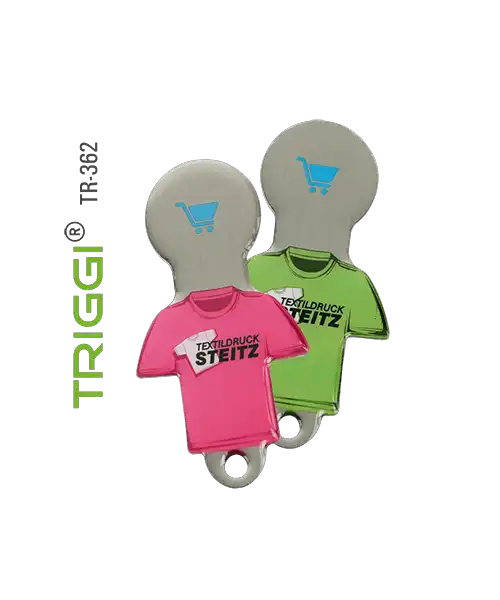Einkaufswagenlöser Einkaufswagenchip mit Ihrem Logo oder Motiv, Einkaufswagenchips Einkaufswagenauslöser mit TRIGGI® Original TR-362 Textildruck Steitz - Werbemittel