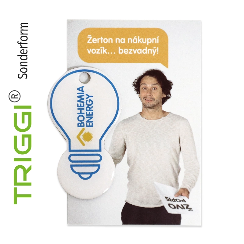 TRIGGI® Einkaufswagenlöser TR Sonderform BOHEMIA ENERGY Glühbirne Solar Birne, Einkaufswagenchip, Einkaufswagen Entriegler, Einkaufswagenöffner, Einkaufswagenauslöser