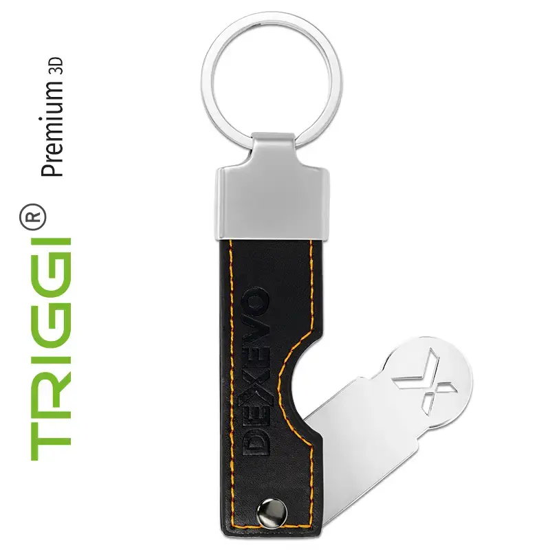 Einkaufswagenlöser TRIGGI®Premium 3D Spritzguss „DEXEVO“ individuell mit Logo - Vorderseite mit Blindprägung